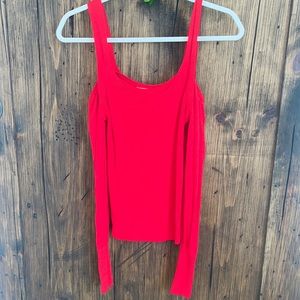 Anthropologie Off Shoulder Holiday Red Sweater